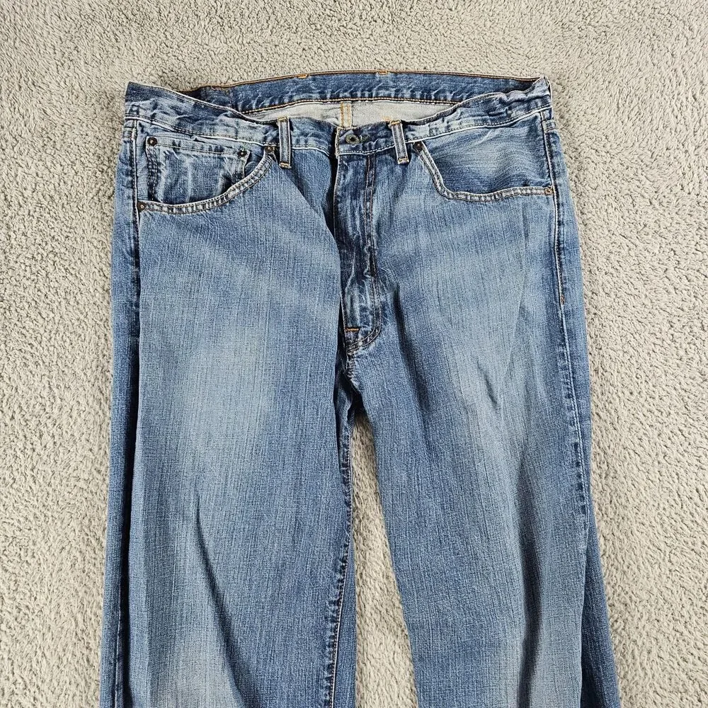 Ralph Lauren Jeans Mens 38x33 Blue Thompson Relaxed Loose Straight Distressed